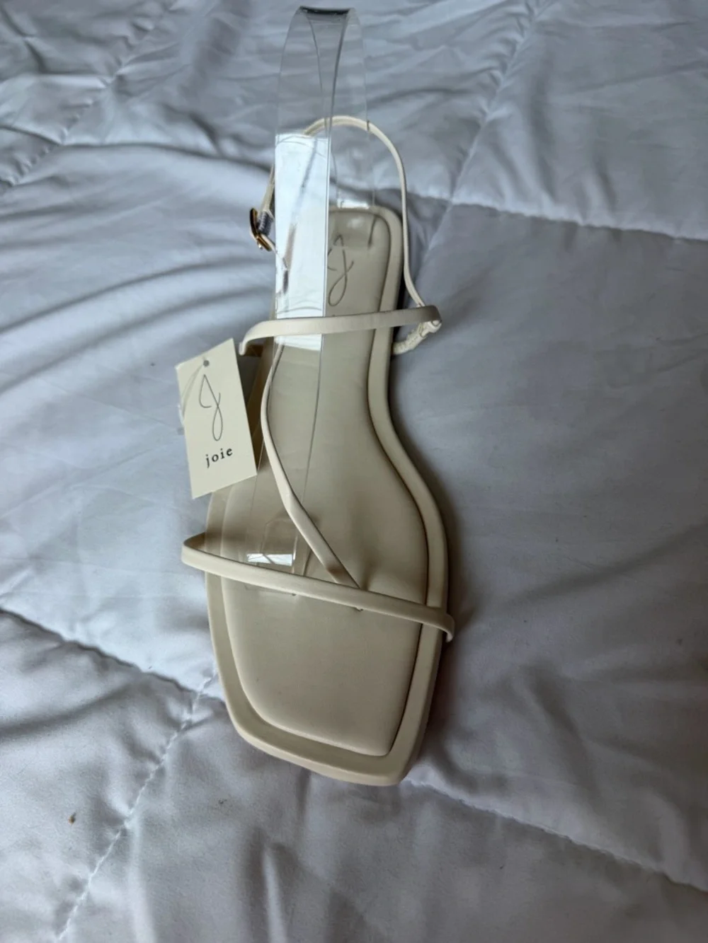 Joie Vida Ecru Cream Strappy Leather Flat Sandals NWT Off White Flip Flops - Picture 3 of 7